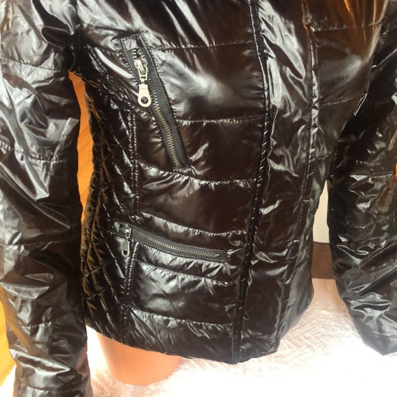 Rampage Shiny Faux Fur Puffer Jacket - Picture 4 of 12